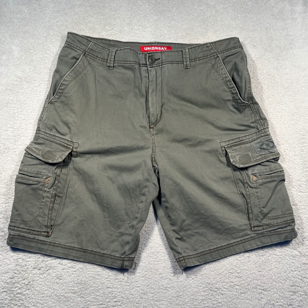 Vintage Y2K Unionbay Cargo Shorts Relaxed Fit Outdoor Utility Olive‎ Green 38